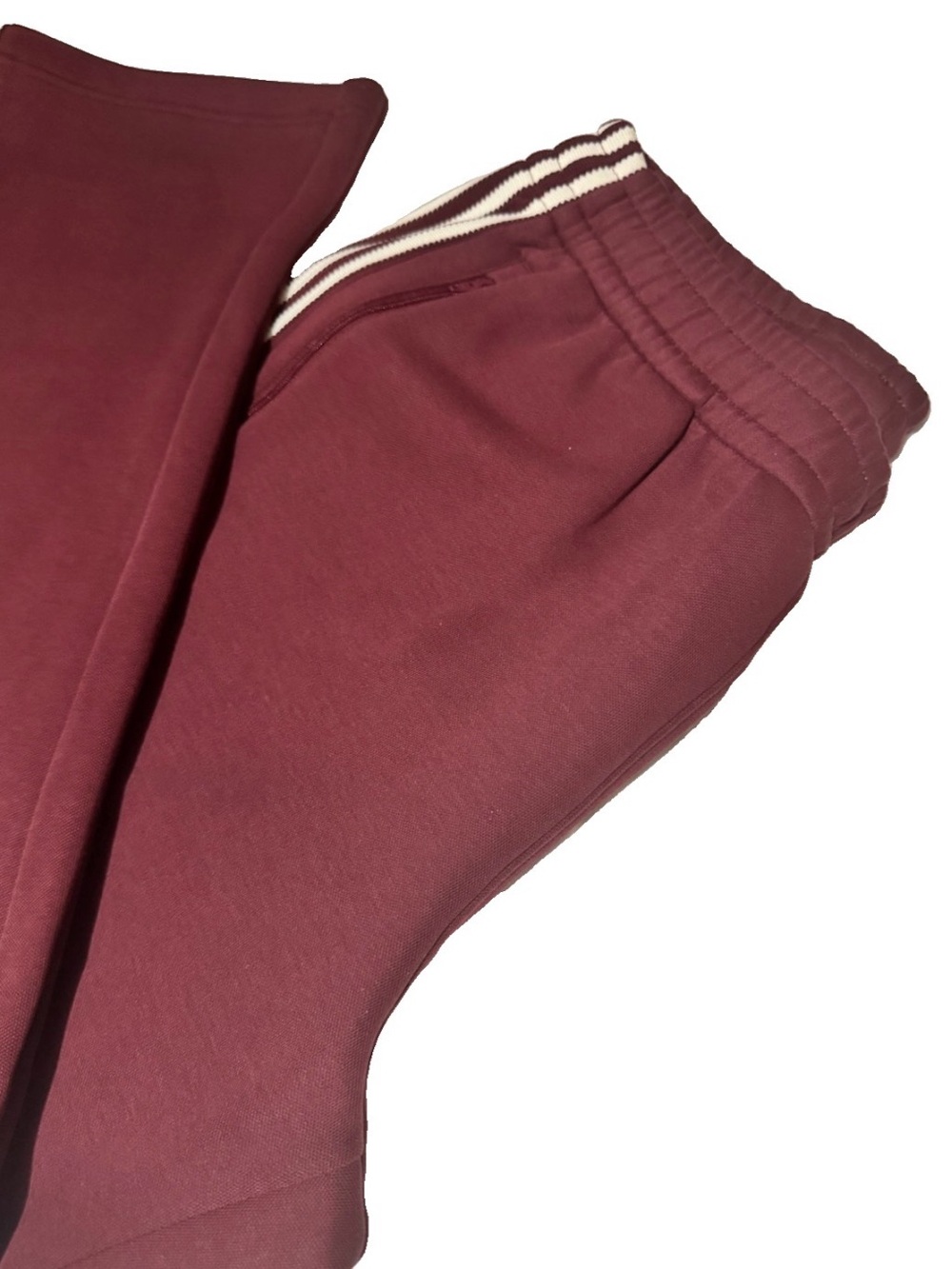 Adidas Men's Premium Shadow Red Track Pants with Cream Side Stripes Size Large - Picture 6 of 9